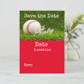 Baseball slaat de datum op met een bal op groen gr kaart (Staand voorkant)