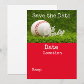 Baseball slaat de datum op met een bal op groen gr kaart (Voorkant / Achterkant)