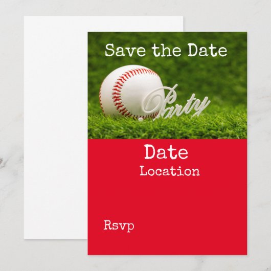 Baseball slaat de datum op met een bal op groen gr kaart (Voorkant / Achterkant)