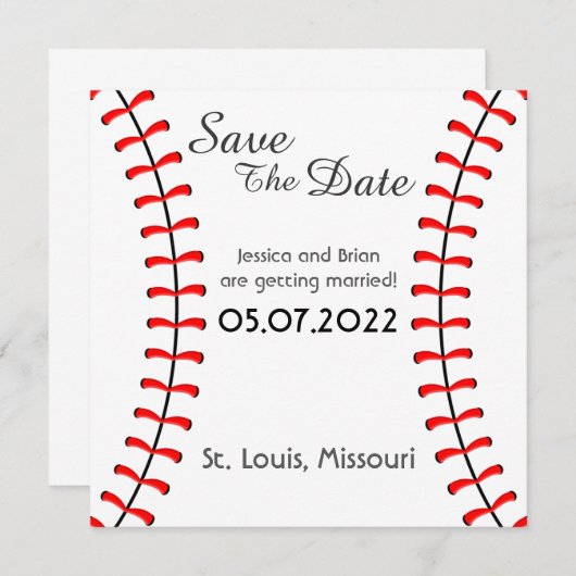 Baseball slaat de datum op save the date (Voorkant / Achterkant)