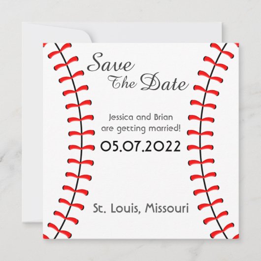 Baseball slaat de datum op save the date (Voorkant)