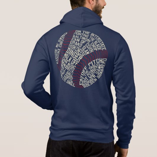 Baseball Slang Typografie Text Art Hoodie (Achterkant)