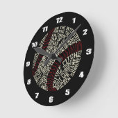 Baseball Slang Words Calligram Clock Ronde Klok (Hoek)