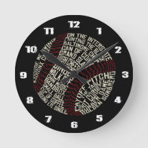 Baseball Slang Words Calligram Clock