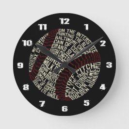 Baseball Slang Words Calligram Clock Ronde Klok