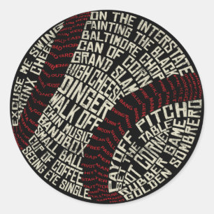 Baseball Slang Words Word Art Ronde Sticker
