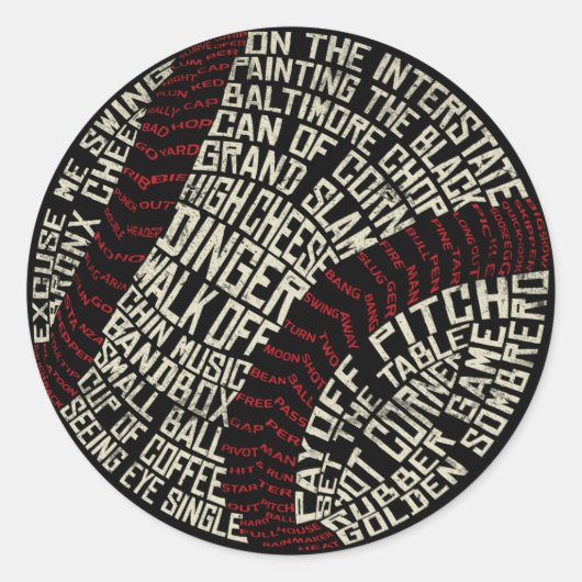 Baseball Slang Words Word Art Ronde Sticker (Voorkant)