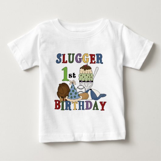 Baseball Slugger 1st Birthday Tshirts en Gifts (Voorkant)