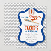 Baseball Slugger Birthday Boy Uitnodiging (Voorkant / Achterkant)