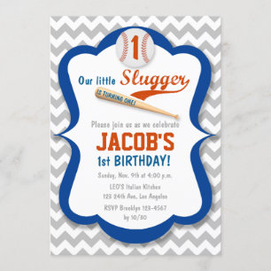 Baseball Slugger Birthday Boy Uitnodiging