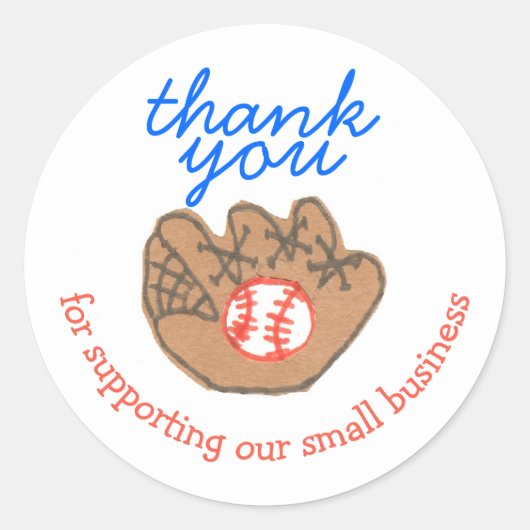 Baseball small business dank je sticker (Voorkant)