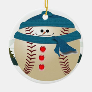 Baseball sneeuwkaneeltje keramisch ornament