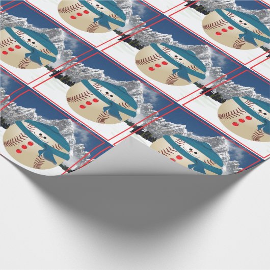 Baseball sneeuwman cadeaupapier (Hoek)