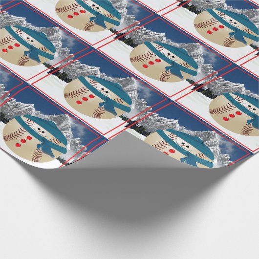 Baseball sneeuwman cadeaupapier (Hoek)