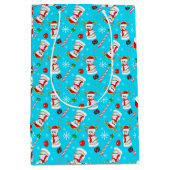 Baseball Sneeuwman Kerst Viering Patroon Medium Cadeauzakje (Voorkant)