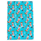 Baseball Sneeuwman Kerst Viering Patroon Medium Cadeauzakje (Achterkant)
