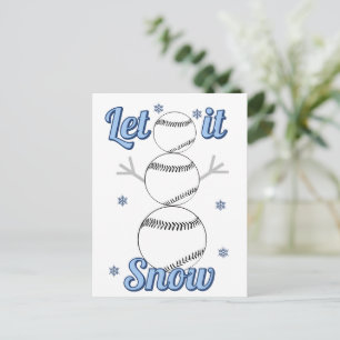 Baseball Sneeuwman Laat het sneeuwen  Feestdagenkaart
