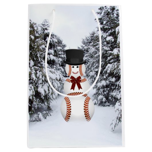 Baseball sneeuwman medium cadeauzakje (Voorkant)