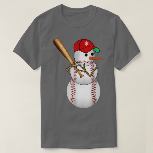 Baseball Snowman Balls Sneeuwkerstcadeaus M T-shirt (Design voorkant)