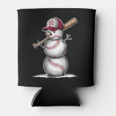 Baseball Snowman Balls Sneeuwkerstcadeautjes Blikjeskoeler (Voorkant)
