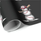 Baseball Snowman Balls Sneeuwkerstcadeautjes Cadeaupapier (Rol Hoek)