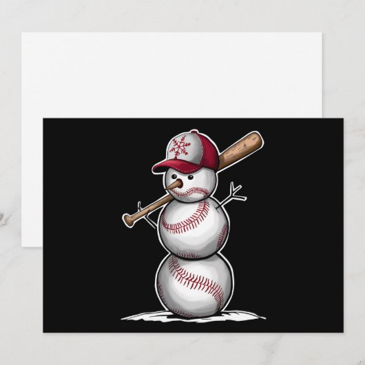 Baseball Snowman Balls Sneeuwkerstcadeautjes Feestdagenkaart (Voorkant / Achterkant)