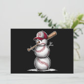 Baseball Snowman Balls Sneeuwkerstcadeautjes Feestdagenkaart (Staand voorkant)