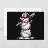 Baseball Snowman Balls Sneeuwkerstcadeautjes Feestdagenkaart (Voorkant / Achterkant)