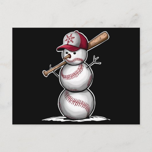 Baseball Snowman Balls Sneeuwkerstcadeautjes Feestdagenkaart (Voorkant)