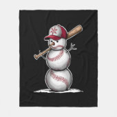 Baseball Snowman Balls Sneeuwkerstcadeautjes Fleece Deken (Voorkant)