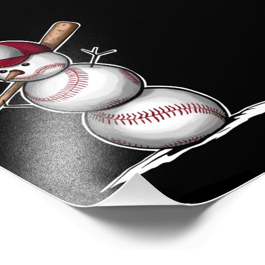Baseball Snowman Balls Sneeuwkerstcadeautjes Foto Afdruk (Hoek)