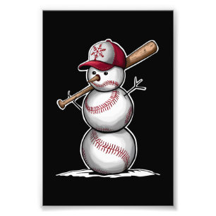Baseball Snowman Balls Sneeuwkerstcadeautjes Foto Afdruk