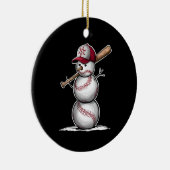 Baseball Snowman Balls Sneeuwkerstcadeautjes Keramisch Ornament (Rechts)