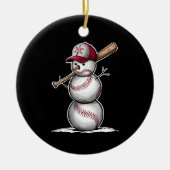 Baseball Snowman Balls Sneeuwkerstcadeautjes Keramisch Ornament (Voorkant)