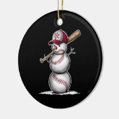 Baseball Snowman Balls Sneeuwkerstcadeautjes Keramisch Ornament (Links)