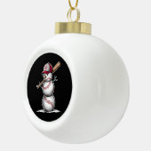 Baseball Snowman Balls Sneeuwkerstcadeautjes Keramische Bal Ornament (Rechts)