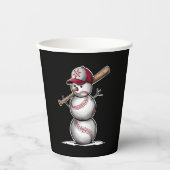 Baseball Snowman Balls Sneeuwkerstcadeautjes Papieren Bekers (Voorkant)