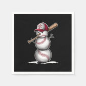 Baseball Snowman Balls Sneeuwkerstcadeautjes Servet (Voorkant)