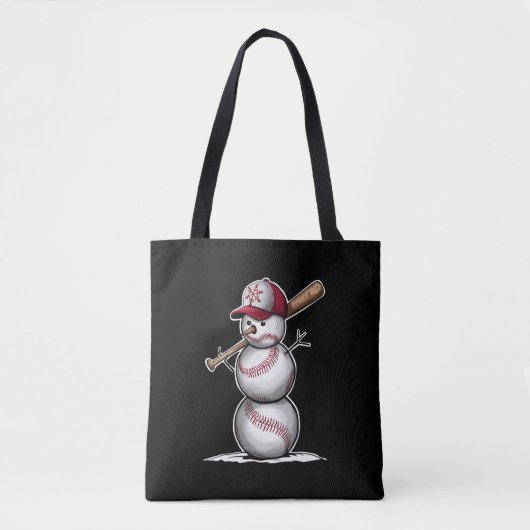 Baseball Snowman Balls Sneeuwkerstcadeautjes Tote Bag (Voorkant)