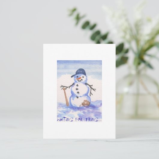 Baseball Snowman Briefkaart (Staand voorkant)