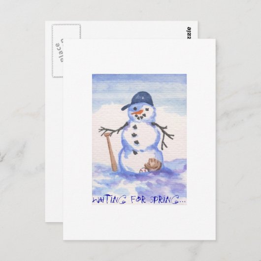 Baseball Snowman Briefkaart (Voorkant / Achterkant)
