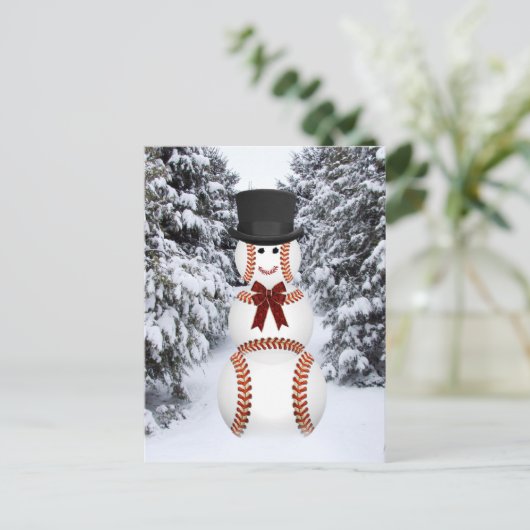 Baseball Snowman Briefkaart (Staand voorkant)