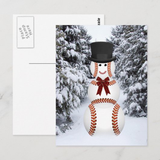 Baseball Snowman Briefkaart (Voorkant / Achterkant)
