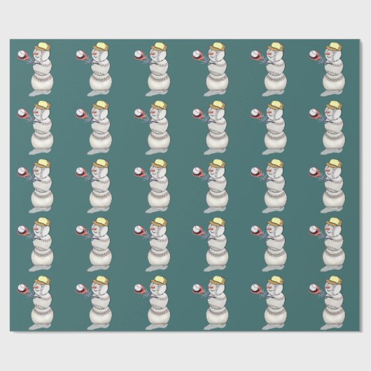 Baseball Snowman Cadeaupapier (Vlak)