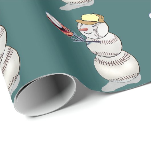 Baseball Snowman Cadeaupapier (Rol Hoek)