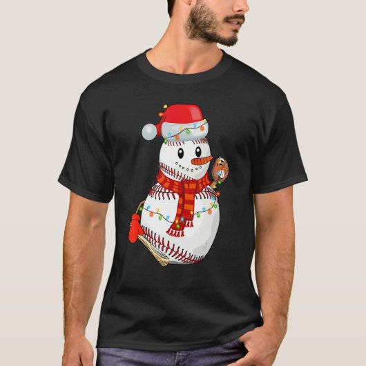 Baseball Snowman Christmas Game Day  For Baseball T-shirt (Voorkant)