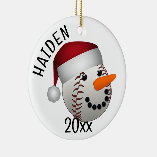 Baseball Snowman Christmas Keramisch Ornament (Rechts)