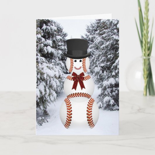 Baseball Snowman Feestdagen Kaart (Voorkant)