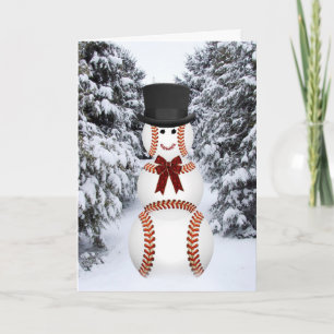 Baseball Snowman Feestdagen Kaart