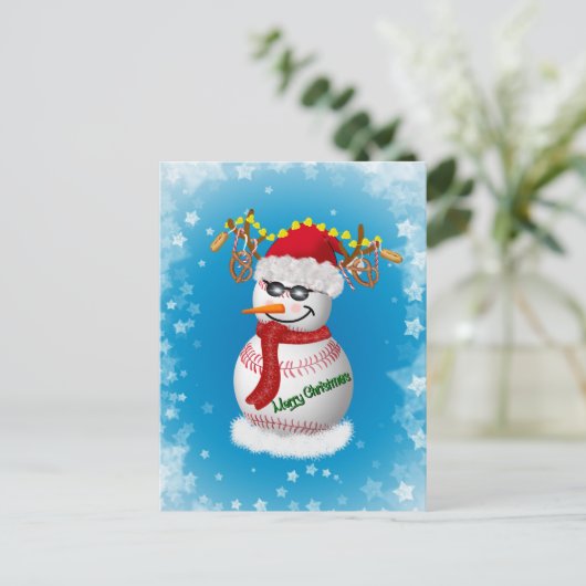 Baseball Snowman gedeorbeerd met populaire snacks Briefkaart (Staand voorkant)
